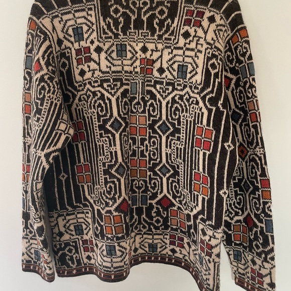 Vintage Intiwara Women’s 100% Alpaca Wool Cardigan Sweater Nordic Fair Isle LG - Picture 4 of 5